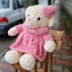 عروسک پولیشی دخترانه خرس لباس رز