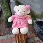 عروسک پولیشی دخترانه خرس لباس رز